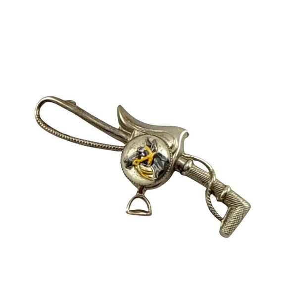 Vintage Reverse Painted Glass Cowboy Hat Pin Western Lapel Brooch - Picture 5 of 10